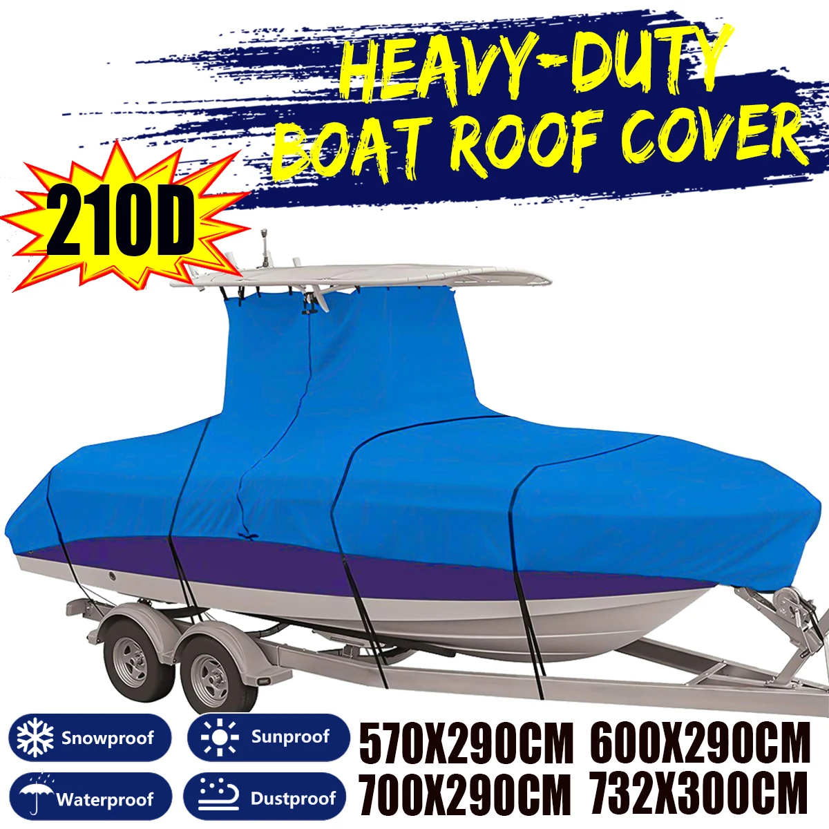 16ft24ft Center Console Ttop Boat Cover Roof Tent 210d Waterproof