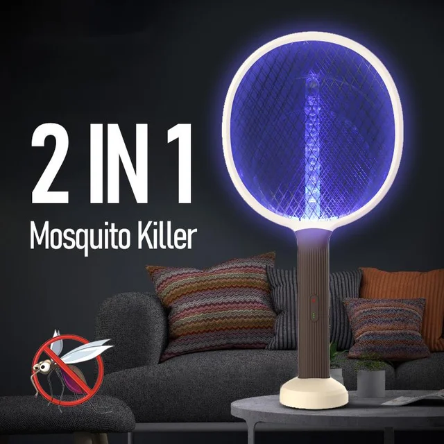 Két-Egy-Egy Szúnyoggyilkos Lámpa Elektromos Sokkoló 365Nm Uv Könnyű Hibás Zapper Csapda Legyek Rovarok Usb Újratölthető Nyári Légy Swatter