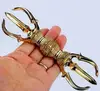 6cm Copper Three-pronged Vajra mini Sankosho Tantra artifact 2