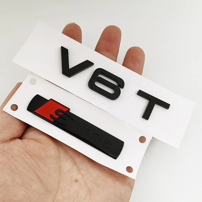 3D ABS V6T V8T S라인 로고 S 라인 엠블럼 자동차 펜더 배지 스티커, 아우디 S라인 A1 A2 A3 A4 A5 A6 A7 A8 Q2 Q3 Q5 Q7 액세서리