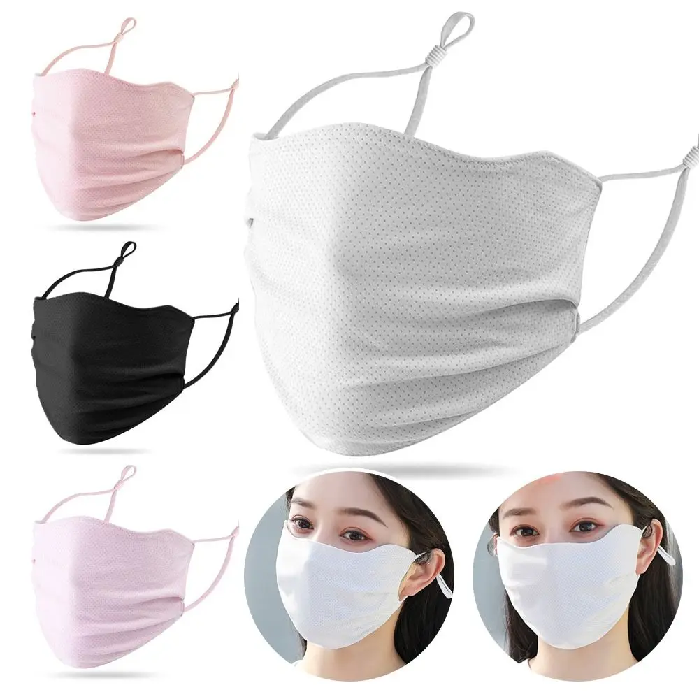 1Pcs Solid Color Anti-UV Face Shield Ice Silk Sun Protection Driving Face Mask Summer Sunscreen Mask Women Sun Hats