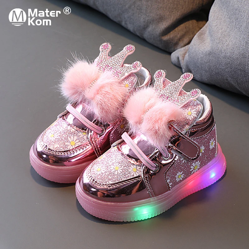 Zapatos con luces LED para bebés, zapatillas luminosas de corona niñas de 0 a años, talla 21 30|Zapatillas deportivas| - AliExpress