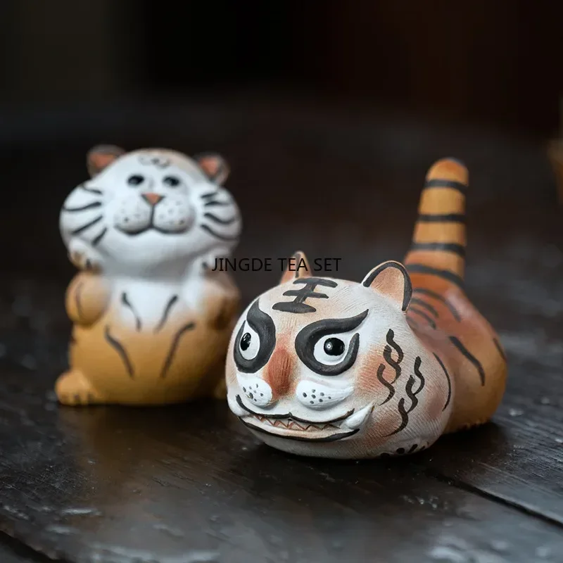 Yixing Yixing Purple Clay Tea Pet Cute Tiger Statue Decoration Animal Crafts Tea Set Decoration