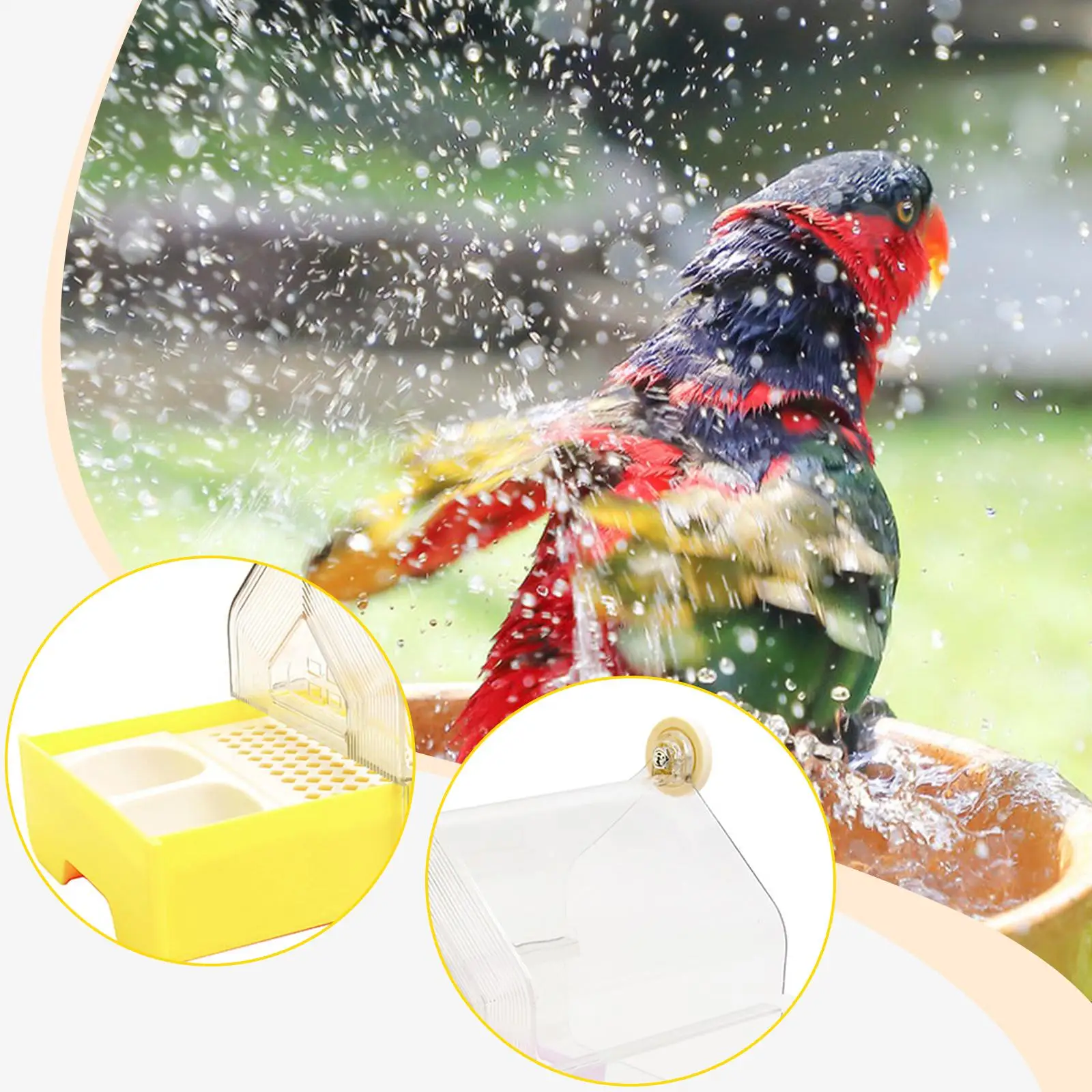 Parrot Bathing Box Clear Parrot Bath Tub for Finches Canaries Like Lovebirds