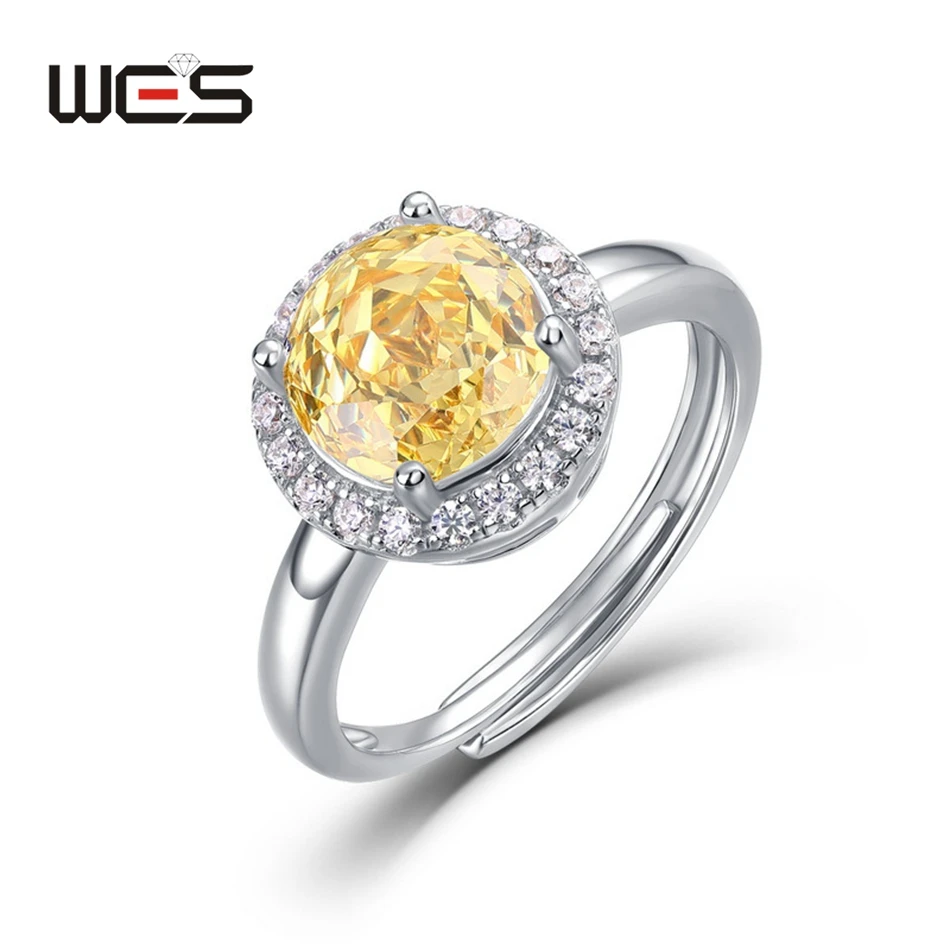 

WES 925 Sterling Silver Rings For Woman High Carbon Diamond 8*8mm Zicron Certified Jewelry Wedding Party Gifts Anniversary