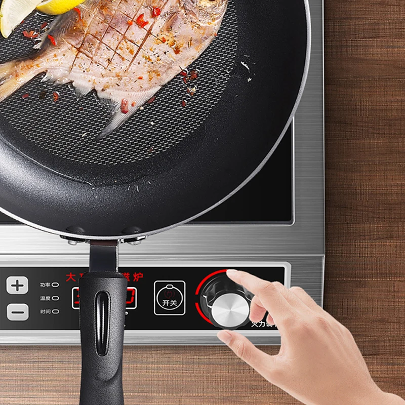 3500W commercial induction cooker stainless steel waterproof black crystal panel 8-gear adjustment energy-saving induction stove induction cooker