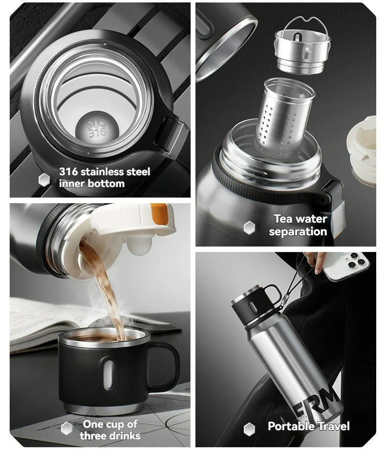 Double Wall Vacuum Insulated Thermos Bottle Stainless Steel Flask Portable Travel Mug With Lid Outdoor Hiking Gym Daily Use