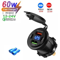 Versatile Multi - Port USB Car Charger with Digital Voltmeter (4 Port 60W)