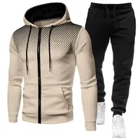 Fashion Print Tracksuit for Men Zipper Hooded Sweatshirt and Sweatpants Two Pieces Suits Male Casual Fitness Jogging Sports Sets