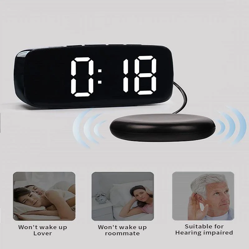 Sveglia Rumorsa Con Vibrazione - Doppia Sveglia, Display LED 8.7", Per Dormienti Pesanti, Con Batteria Di Backup - Foto 3