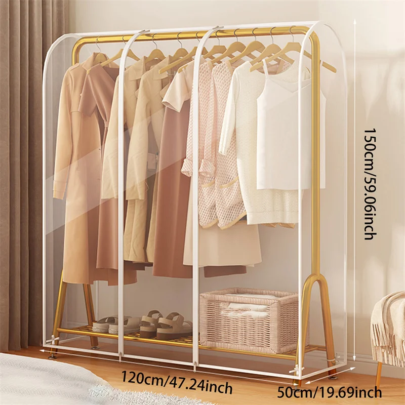 Clothes Storage Bag Floor Clothes Hanger Dust Cover Bedroom Drying Rack Translucent Coat Suit Dormitory Supplies
