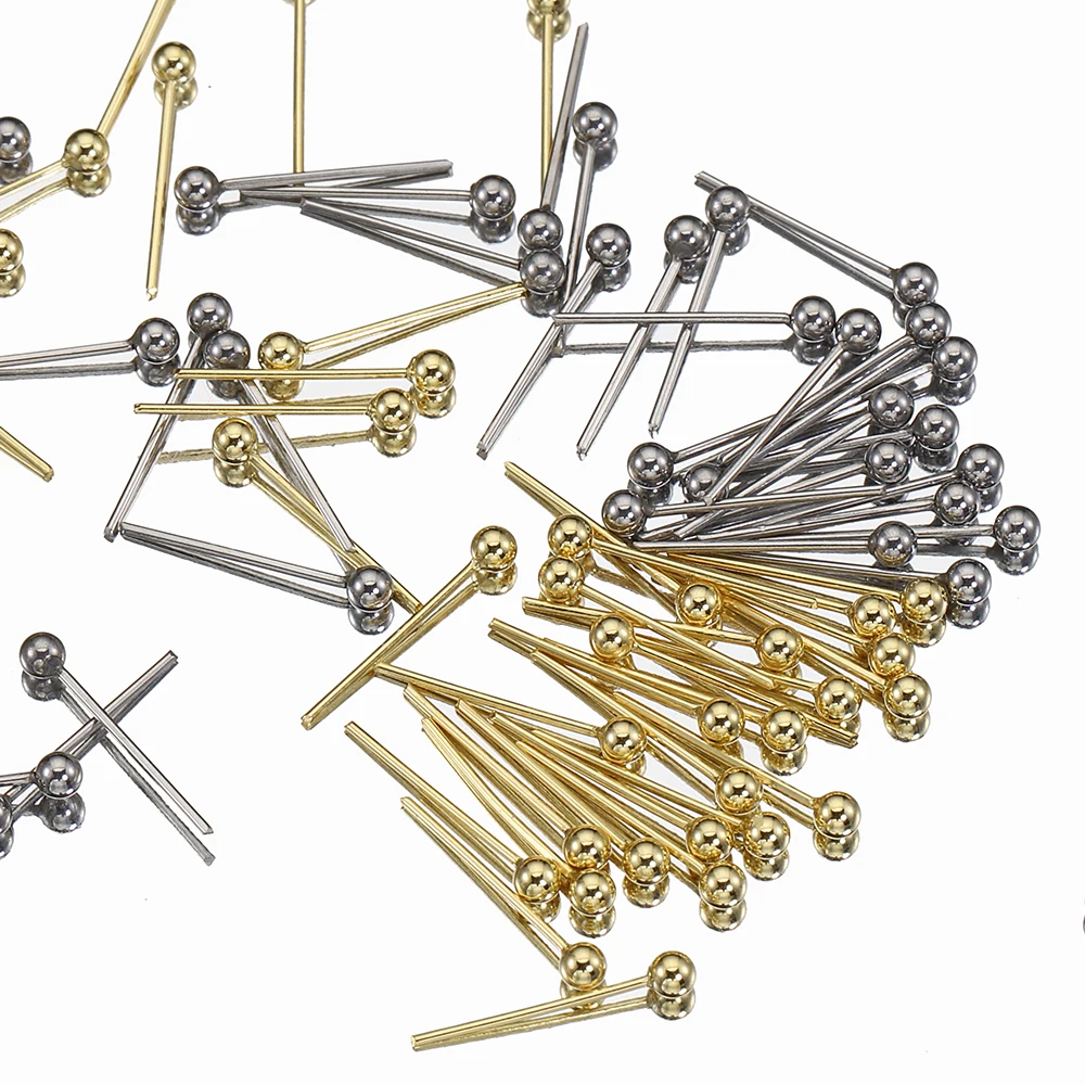 

100pcs Flat Stainless Steel Ball Pin Screw Pin Needle Eye Head Pins for Jewelry Making DIY Findings Basic Accessories Wholesale