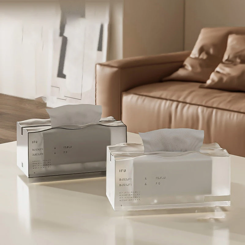 Desktop Tissue Box Creative Translucent Tissue Case with Spring Nordic Style Kitchen Table Napkins Box Bathroom Tissue Container 3