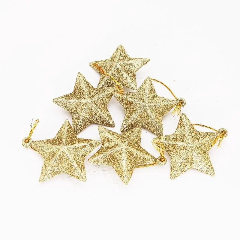 

Christmas Tree Decorations 6 Five-pointed Star Pendants Decorative Accessories Christmas Tree Dust Stars