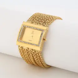 Beads Alloy Women Watches Top luxury Golden Multi-layer Analog Quartz Golden Band Bracelet Watch Clock reloj mujer Ladies Watch