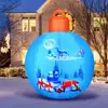 Christmas Inflatable Balls Decorations Blow Ups Christmas Ornament Blue Ball with Santa Gift Designed Pattern Indoor Outdoor Toy 3