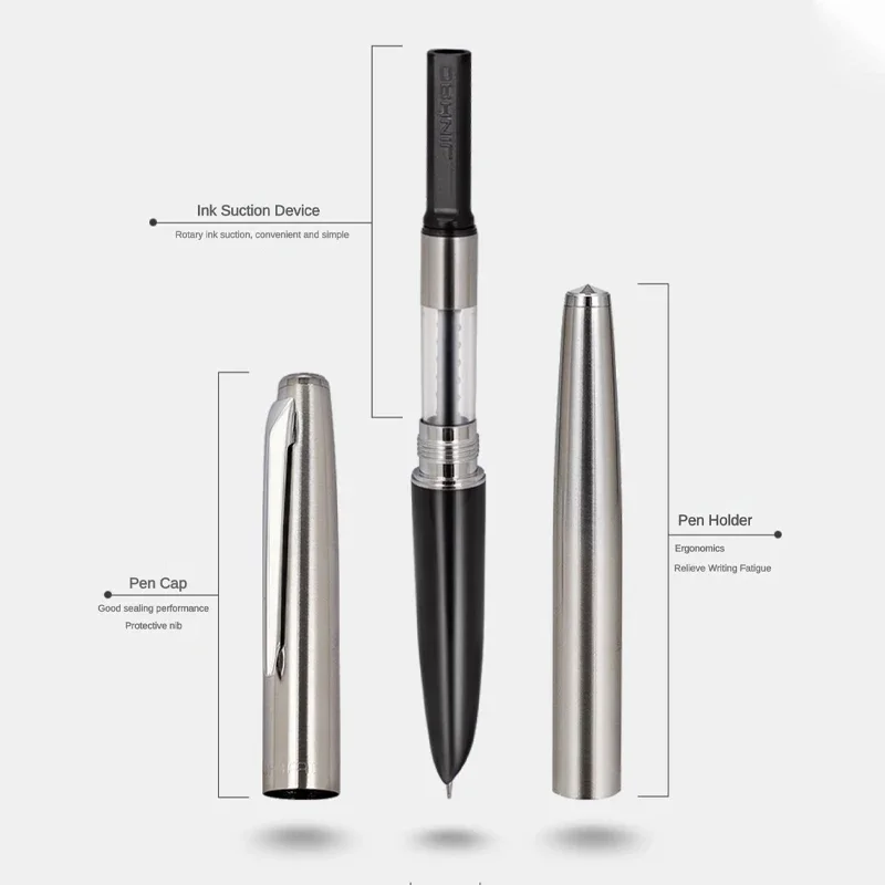 Jinhao 911 Fountain Pen Luxury All-Steel Body Elegant Calligraphy Ink Pens EF Nib Business School Office Supplies Stationery 5