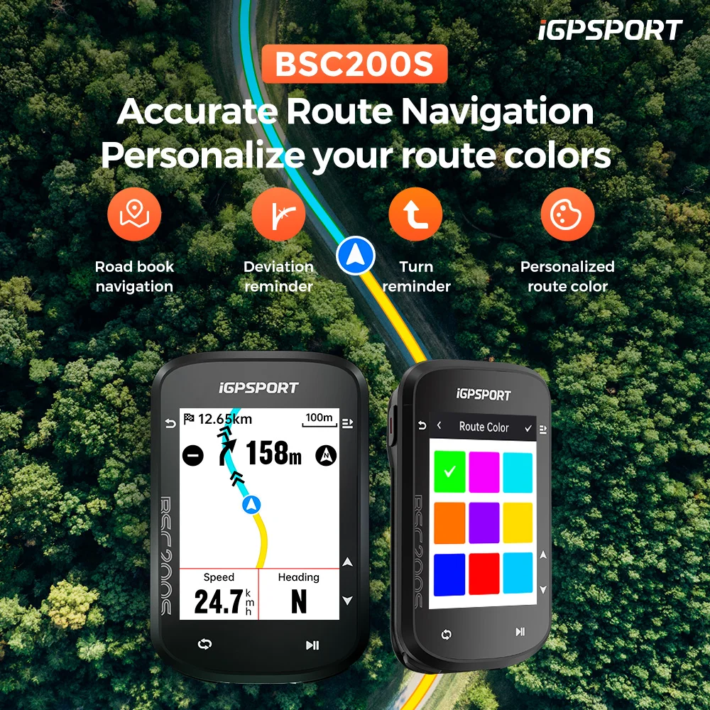 iGPSPORT BSC200S Computer da Bicicletta con Navigazione GPS, Schermo a Colori, Tachimetro Wireless, Contachilometri per Ciclismo, Bluetooth Ant - Image 2