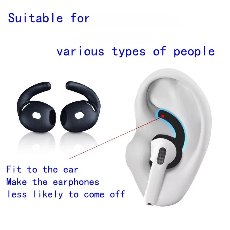 Silicone Ear Hooks and Anti-Slip Ear Tips Covers for a Secure Fit (2 Pairs)