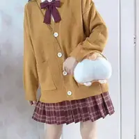 Mikasa pink cardigan sweater with the same style， Anime character COS knitted sweater, original JK uniform sweater jacket - Image 3