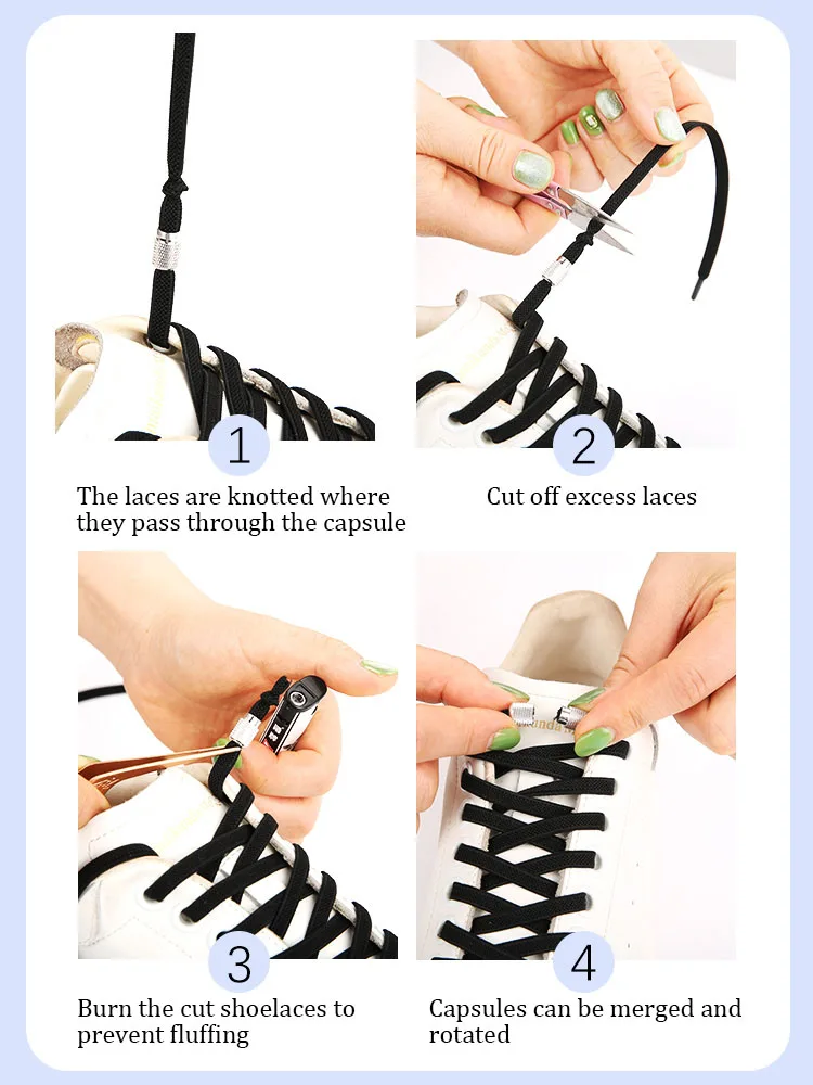Elastic Flat Shoelaces Sneakers No Tie Metal Flower Noodle Capsule Buckle One Size Fits All Kids Adults