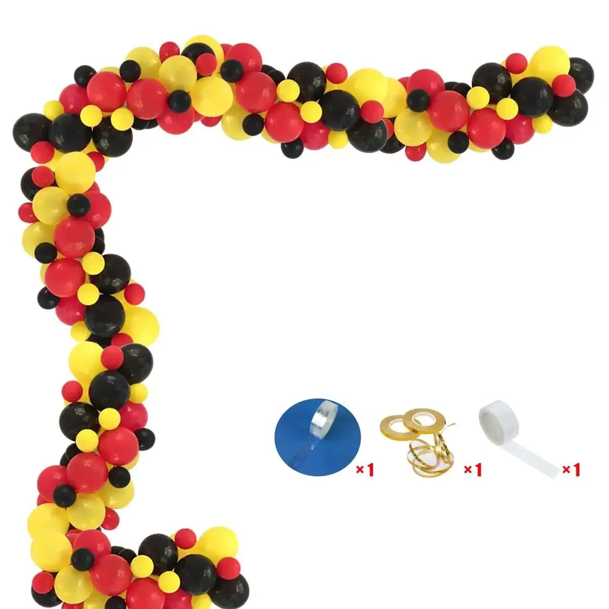 

123pcs Red Black yellow Latex Balloons Garland Kit for Birthday Wedding Baby Shower Party Decoration