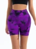 Shorts de yoga taille haute tie-dye pour femmes, shorts de sport côtelés sans couture, leggings de fitness à compression à séchage rapide