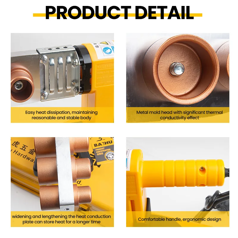 800W 900W Pipe Welding Machine Pipe Soldering Iron Plastic Welding PP/PPR/PB/PE Tube Heating Hot Melt Tool 63/32Types