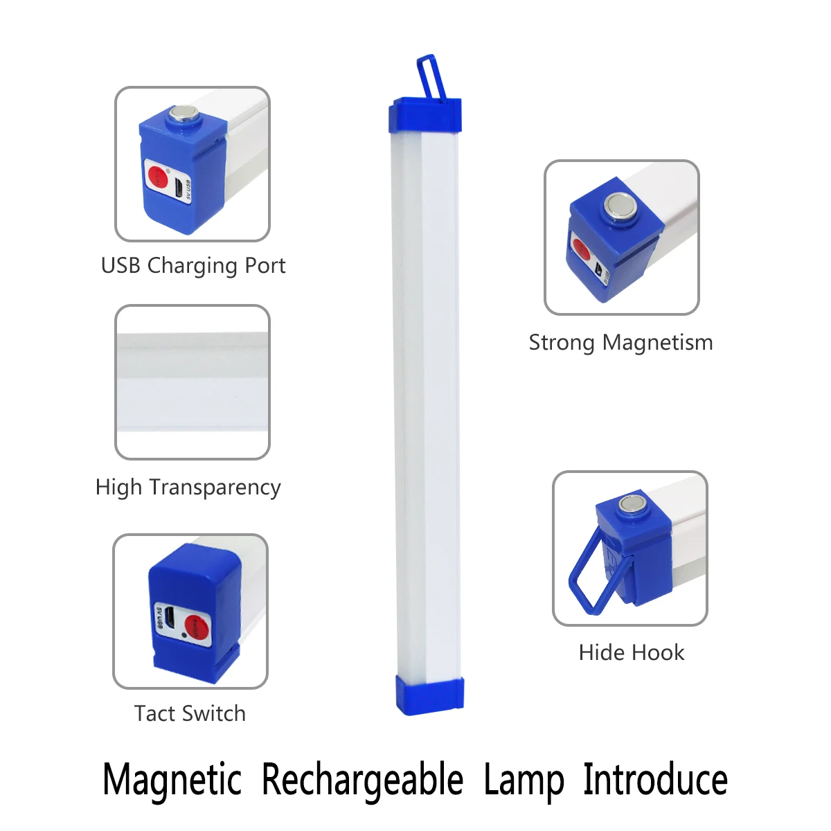 รูปสินค้า LED ไฟฉุกเฉิน พกพา แคมป์ปิ้ง ชาร์จ USB แม่เหล็ก