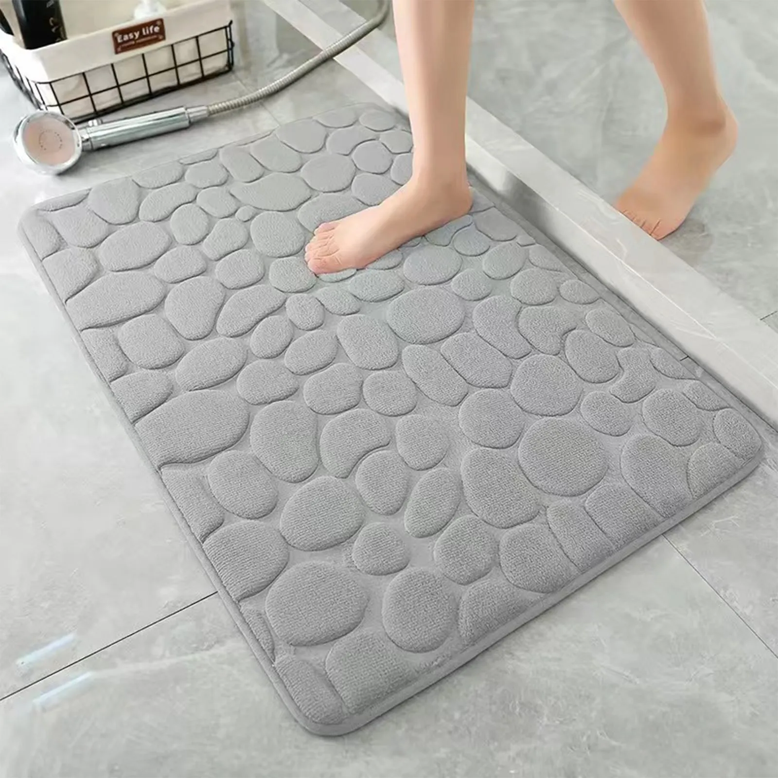 Non Slip Bathroom Mat Bath Mats Absorbent Doormat Carpet Cobblestone Embossed Door Floor Mats Machine Washable Quick Drying