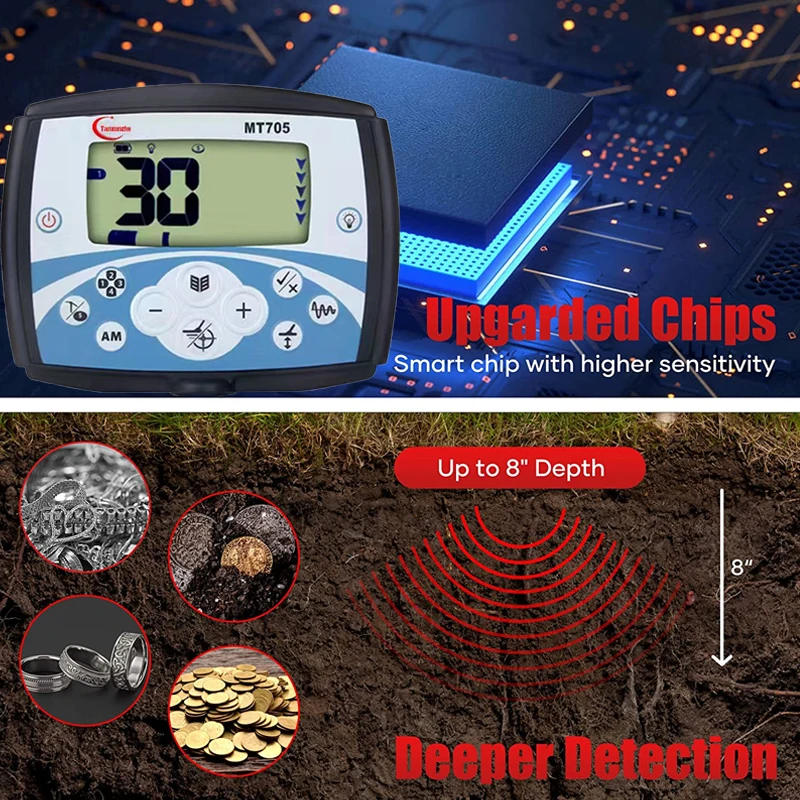 MT705 Professional Underground Metal Detector Waterproof Search Coil High Sensitivity Metal Detecting Tool Treasure Pinpointer