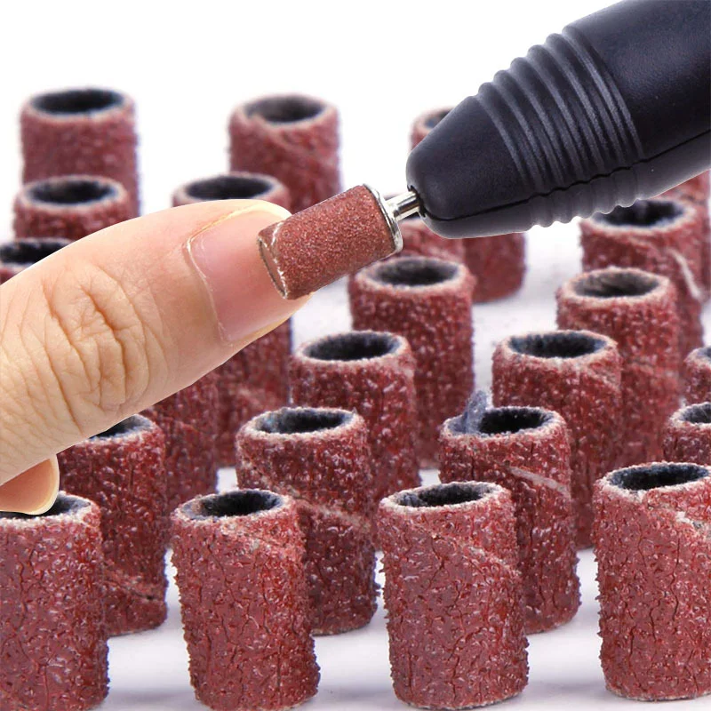 100/25pc Professional nail art sanding Cap bands for Electric manicure 180/120/80 Grit Gel Nail Polish Removal Pedicure Tool Set