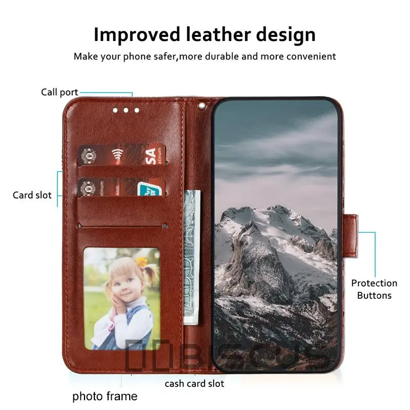 Premium PU Leather Flip Wallet Case with Enhanced Protection and Stylish Design