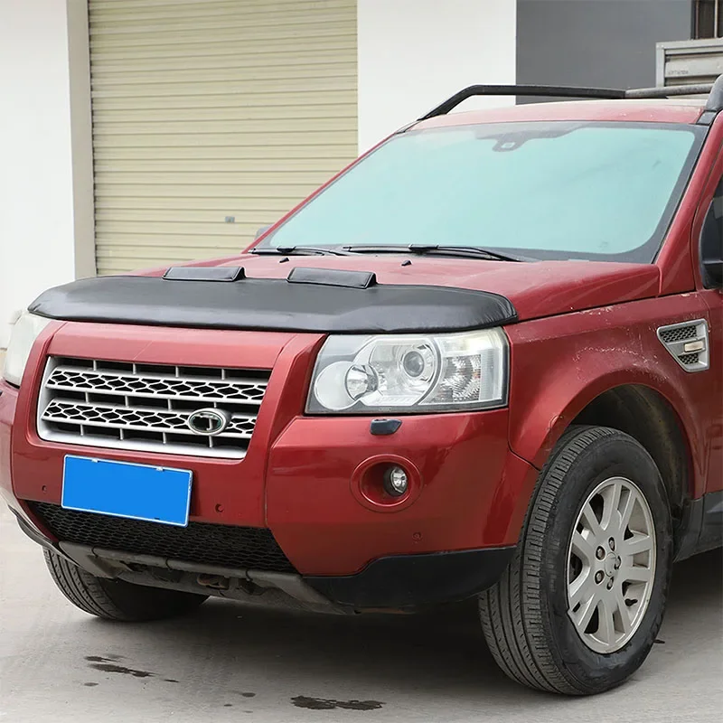 

Для Land Rover Freelander 2 2007-12, кожаный черный накладка на капот автомобиля, песочный блок, каменный дефлектор, комплект защиты капота, автомобильные аксессуары