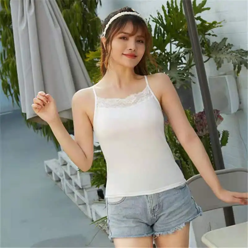 

Ygolonger 2023 Lace Suspender Vest Female Summer Take Outsi Wear Korean Sexy Matching 2 Piece Solid Colors Sleeveless Camisole