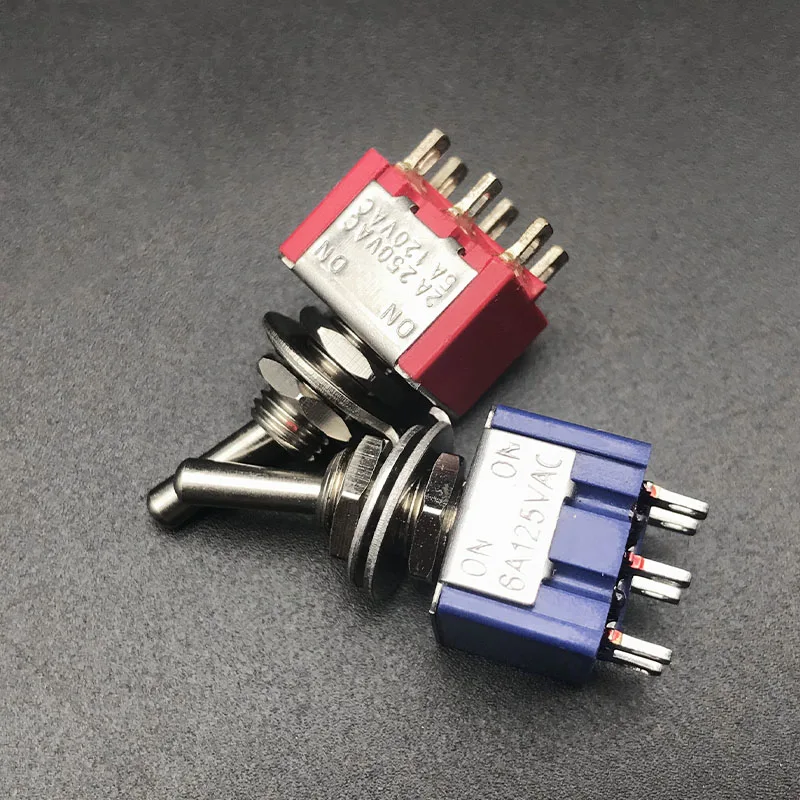 

Mini 2 Way Electric Guitar Bass Toggle Switch AC 125V 6A ON/ON Red/Blue for Choose Elctric Guitarra Accessories