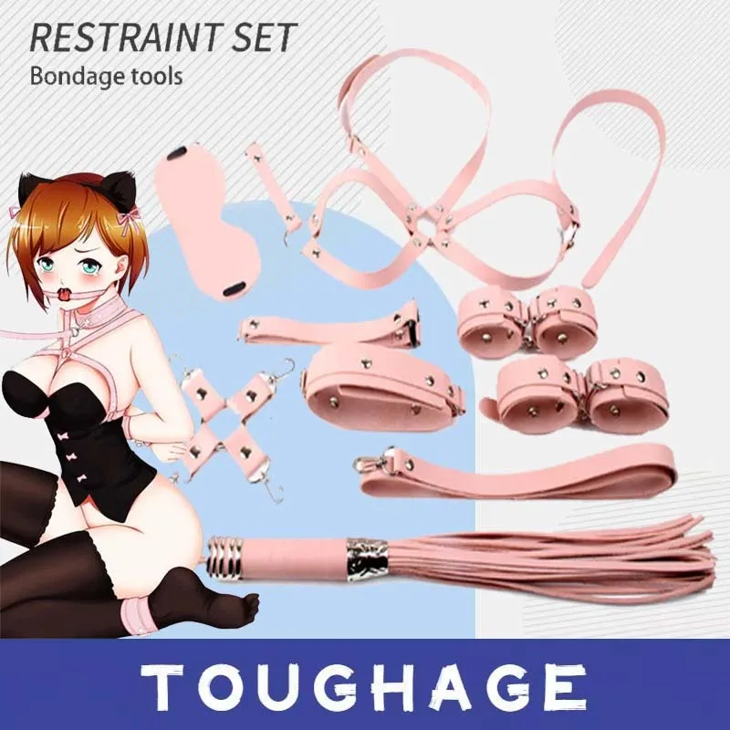 

TOUGHAGE BDSM Sex Toy Set 10Pcs Bondage Restraints Kit Sex Tools With Handcuff Blindfold Collar Leather SM Adult Game For Couple