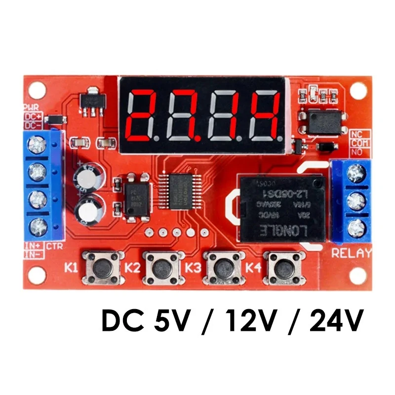 

Delay time relay module 5V12V24V timing programmable optocoupler isolation pulse cycle power-off trigger