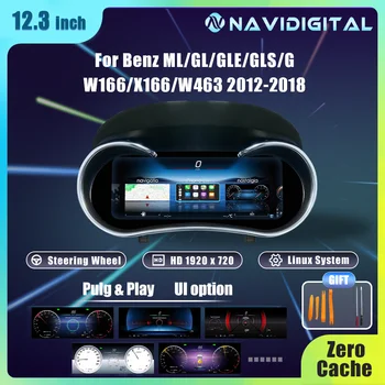 Pantalla LCD Navidigital de 12.3' para Mercedes Benz ML GL GLE GLS G W166 W463 2012-2018, Compatible con Carplay, Panel HDMI, Velocímetro, Cabina Virtual 1