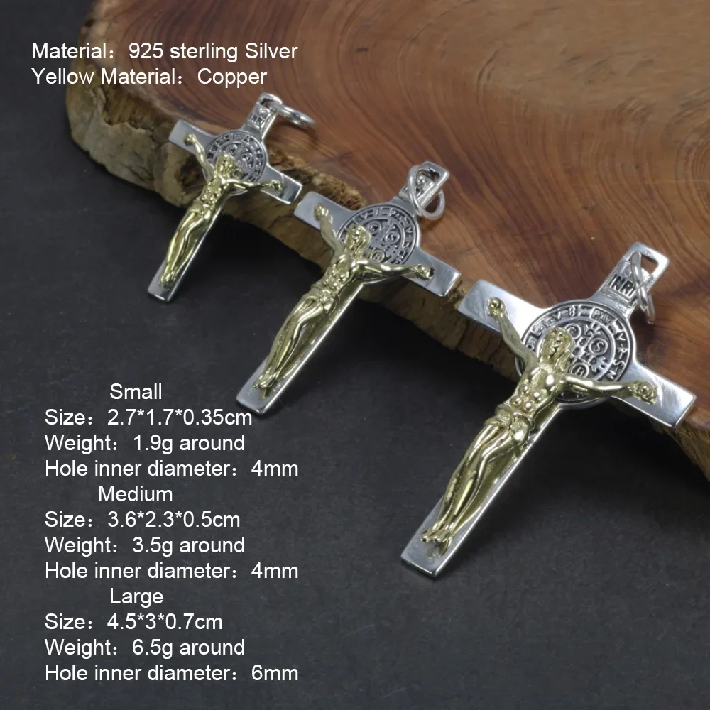 925 Sterling Silver Catholic Cross Necklace 2