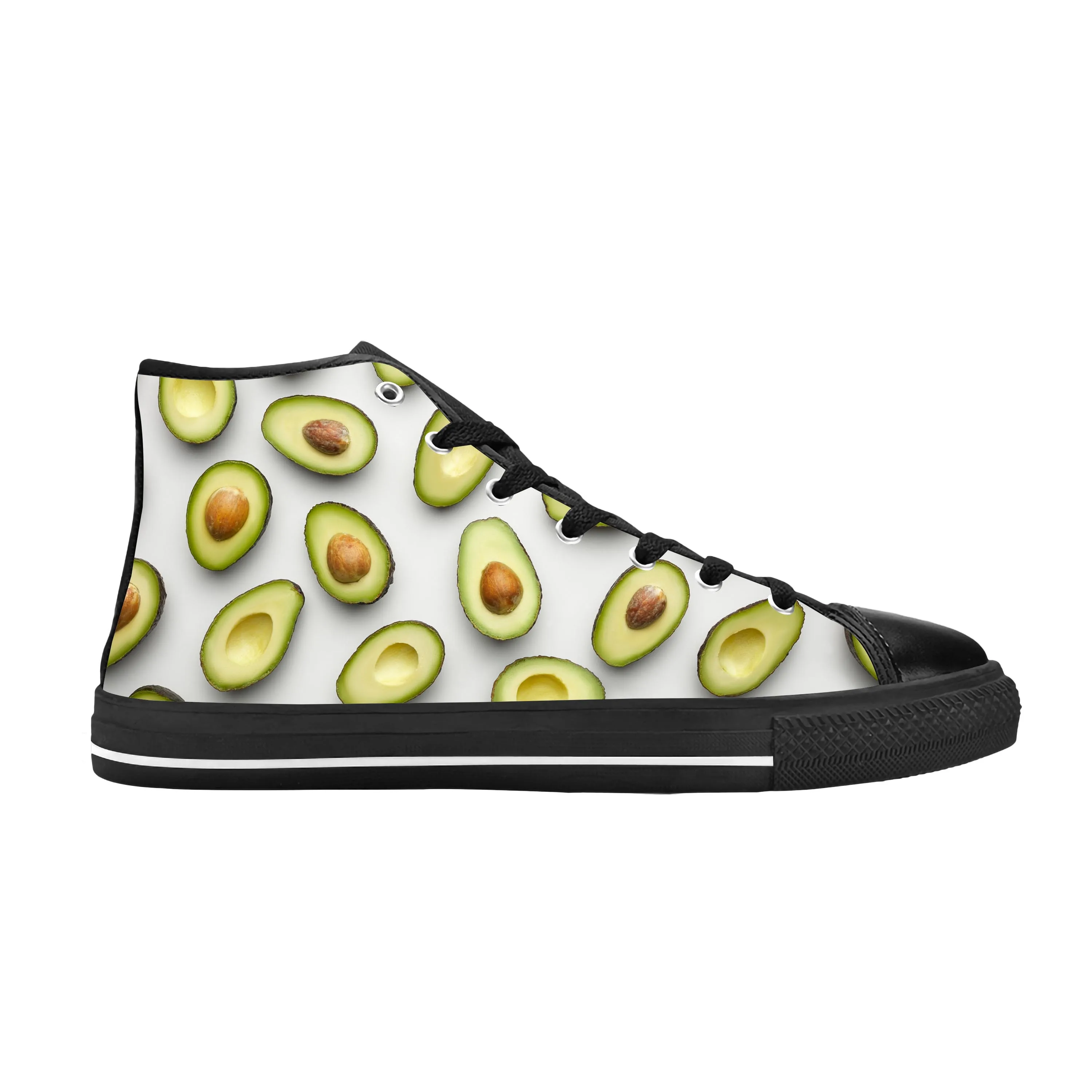 Avocado Pattern Fruit Anime Cartoon Manga Comic Casual Cloth Shoes High Top Comfortable Breathable 3D Print Men Women Sneakers
