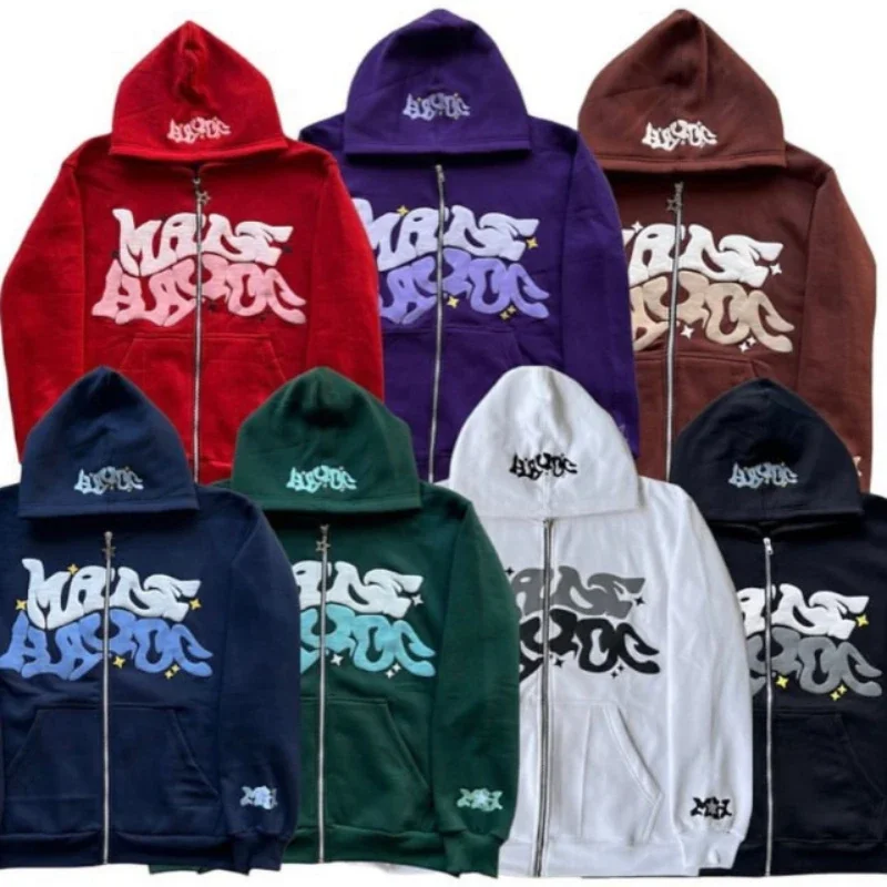 American Retro Star and Letter Printed Zipper Hoodies Women and Men Y2K Spring Autumn Section Lazy Fashion Brand Cardigan Jacket 6
