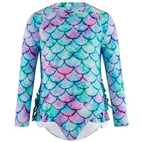 Kids Clothes Girl Swimsuits Fish Scale Print Ruffle Long Sleeves Zipper Bodysuit Beachwear Bathing Suits Baby Swimming Clothing 6