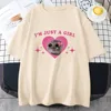 Sad Hamster Tshirt I'm Just A Girl Cartoon Printing Tee-shirt Casual Short Sleeve Summer Tshirts Cotton High Quality Girls Tees 2