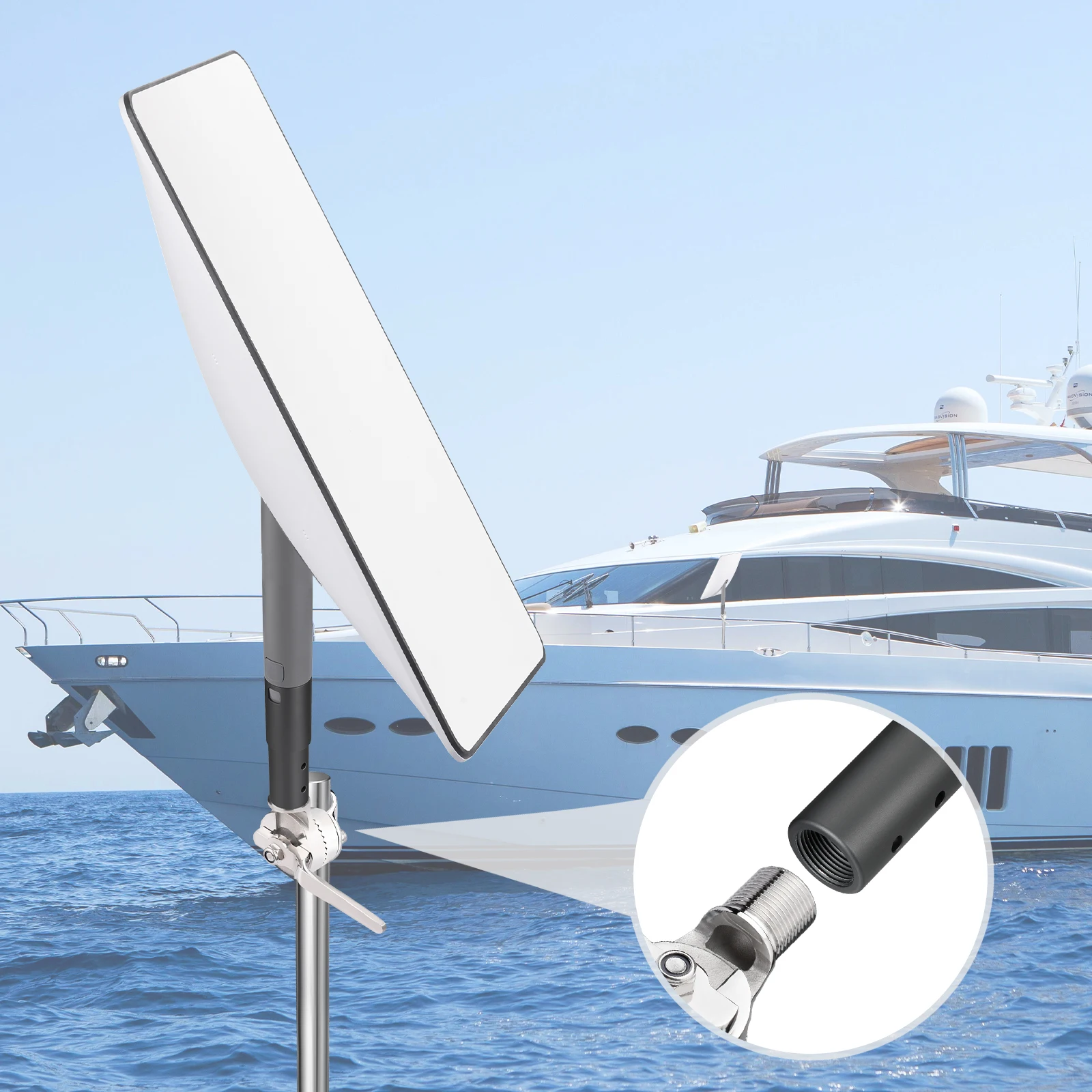 Superbat 316 Stainless Steel Clamp Adjustable Antenna Base + Sleeve Precision Machining for Starlink Satellite Dish V2 Antenna