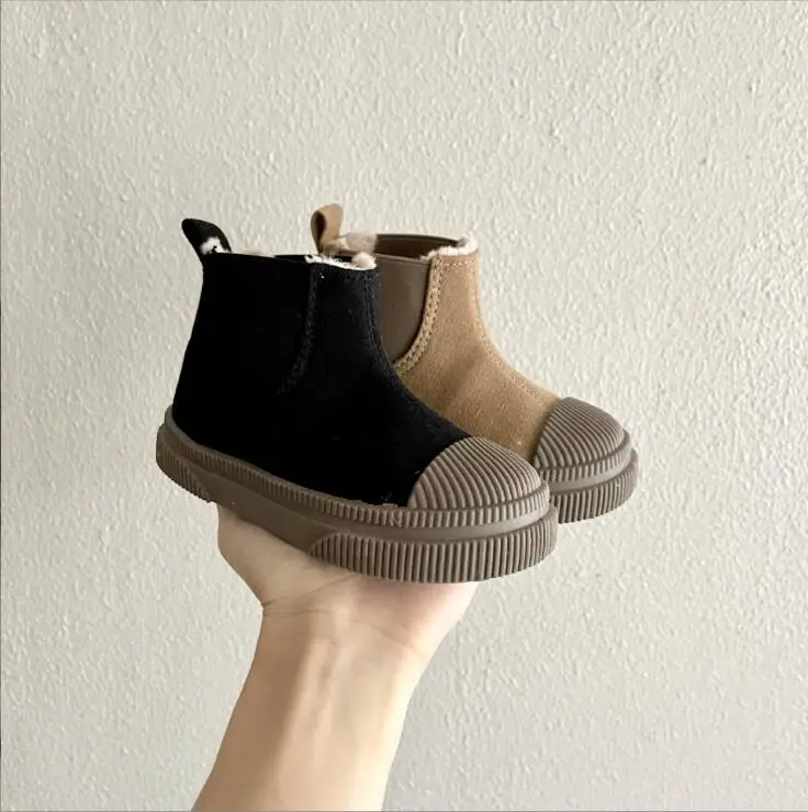 

Children's High Top Warm Boots 2024 Winter New Style Boys' Plush Board Shoes Girls' Waterproof Warm Baby Casual Sports Shoes