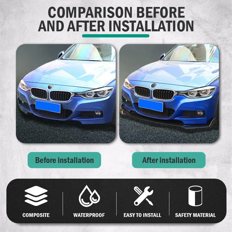 카본 섬유/블랙/레드 자동차 앞 범퍼 스플리터 립 스포츠 스타일 디퓨저 스포일러, Peugeot For Geely, 3 피스