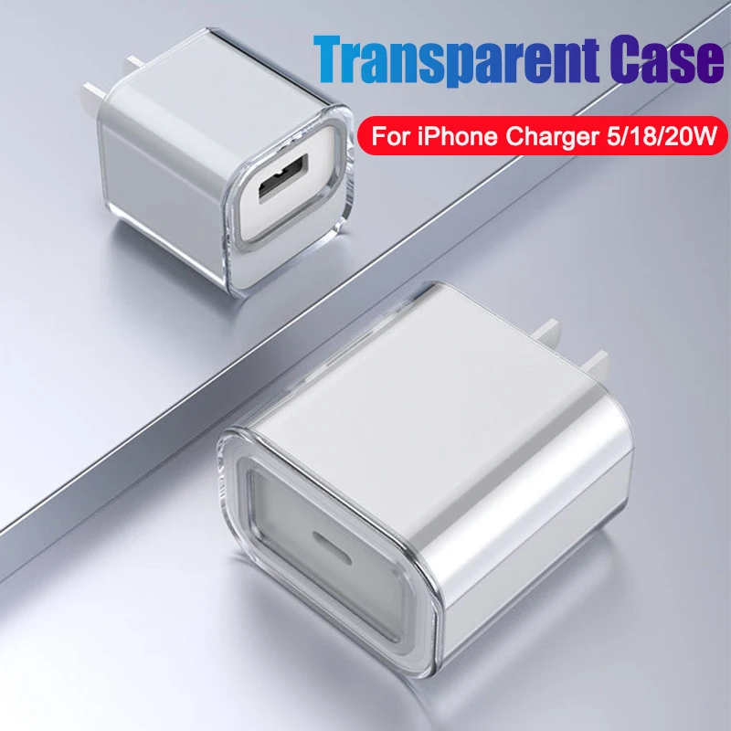 Per Apple Iphone Charger Adapter Custodia Protettiva 5W 18W 20W Trasparente Soft Full Cover Shell Per Iphone 13 12 11Pro Charger