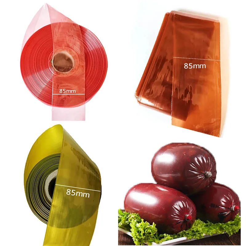 BBQ Casings 85mmx5/3/1M Plastic Sausage Casings BBQ Casings for Sausage Salami Shell for Maker Machine Hot Dog Casing Kitchen Tools