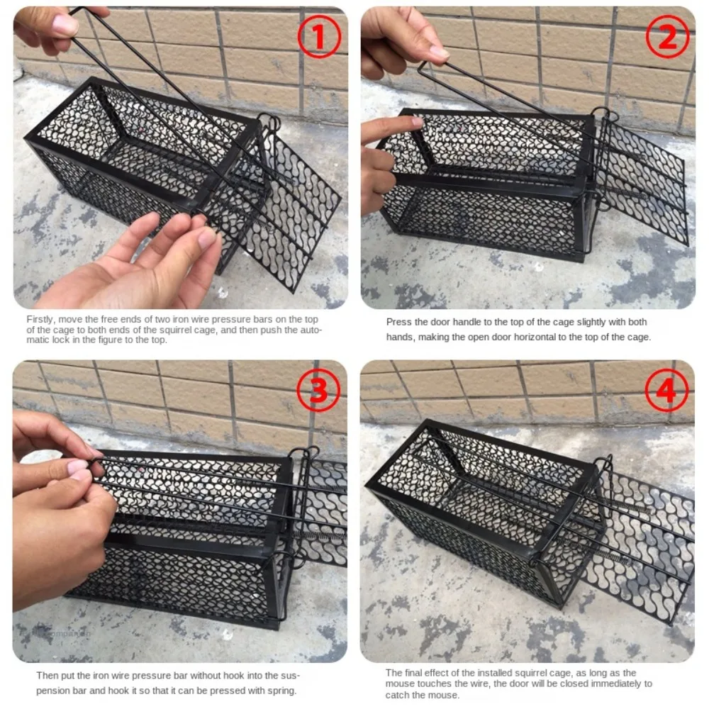 Self-locking Trap Catcher Mouse Rat Bait Mice Live Box Mice Trap Cage Household Mouse Catcher Animal Control Hamster Iron Cage